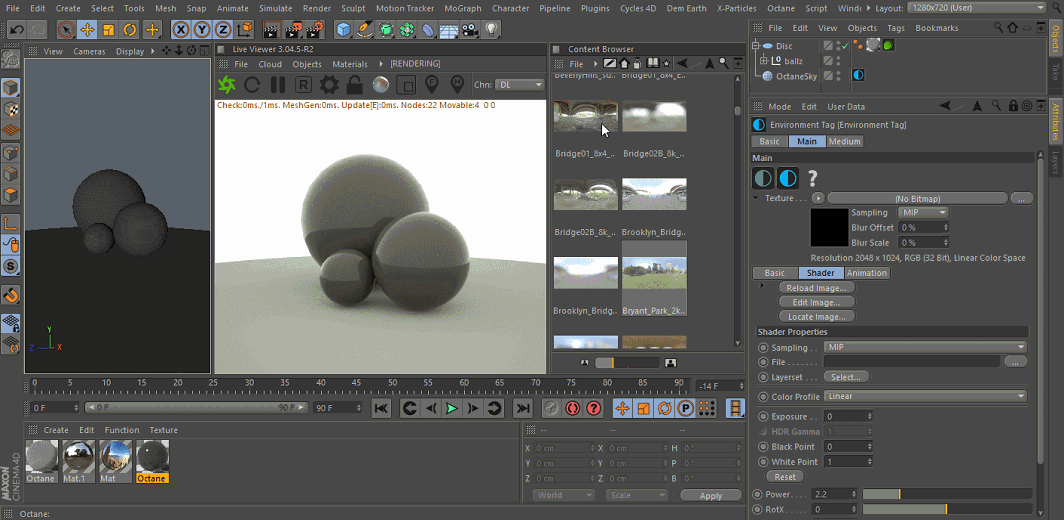 Toggle HDR images quickly for C4D preview